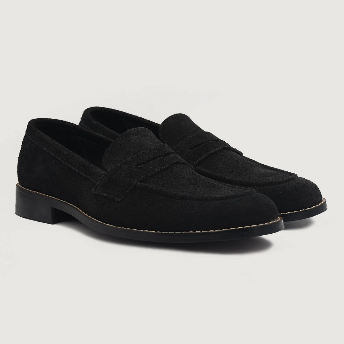 Baxton Чорний Suede Шкіряні лофери для Чоловіків For Men in Black Goatskin Suede - Вигляд збоку | Купити в офіційному онлайн-магазині