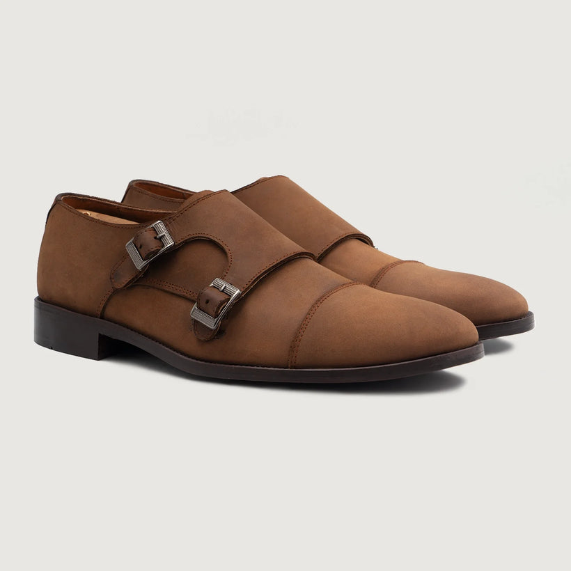 Boston Double Monk Strap Oil Pull-up Коричнева Leather Shoes чоловіча
