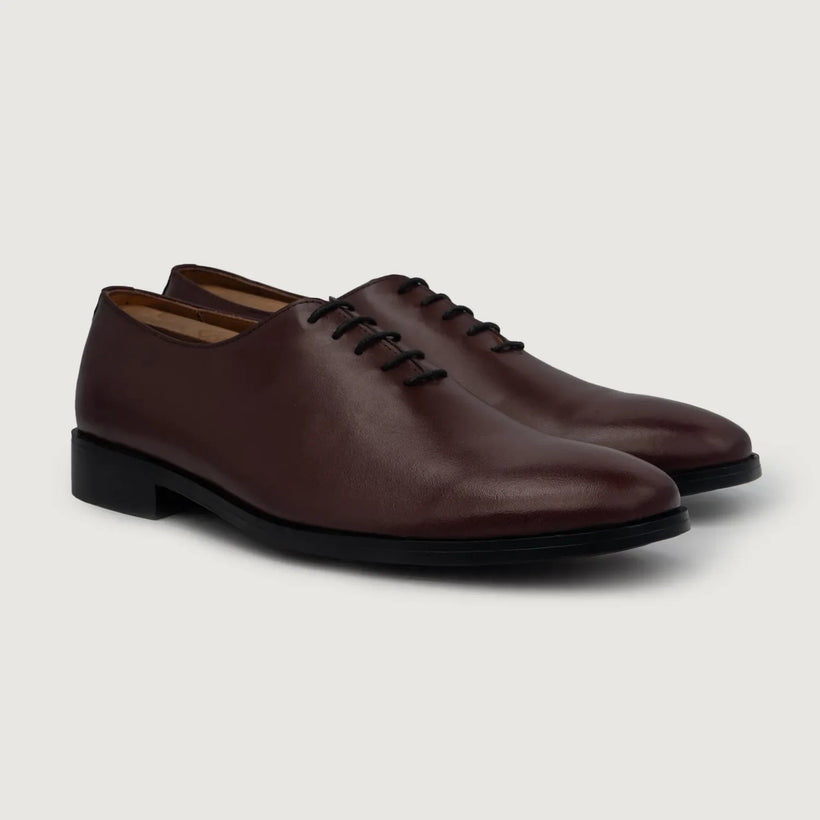 Director Wholecut Maroon Leather Shoes чоловіча