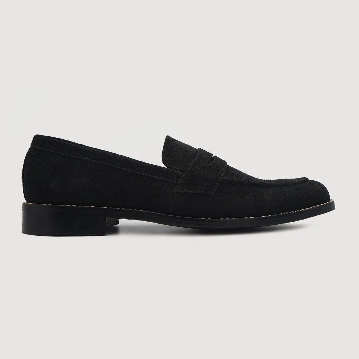 Black Goatskin Suede Leather Loafers - Рантова конструкція Goodyear Welt та носок взуття
