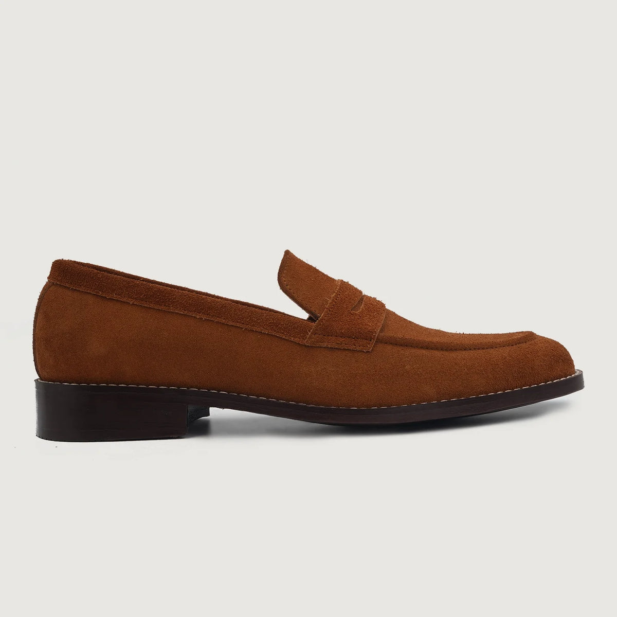 Brown Goatskin Suede Leather Loafers - Рантова конструкція Goodyear Welt та носок взуття