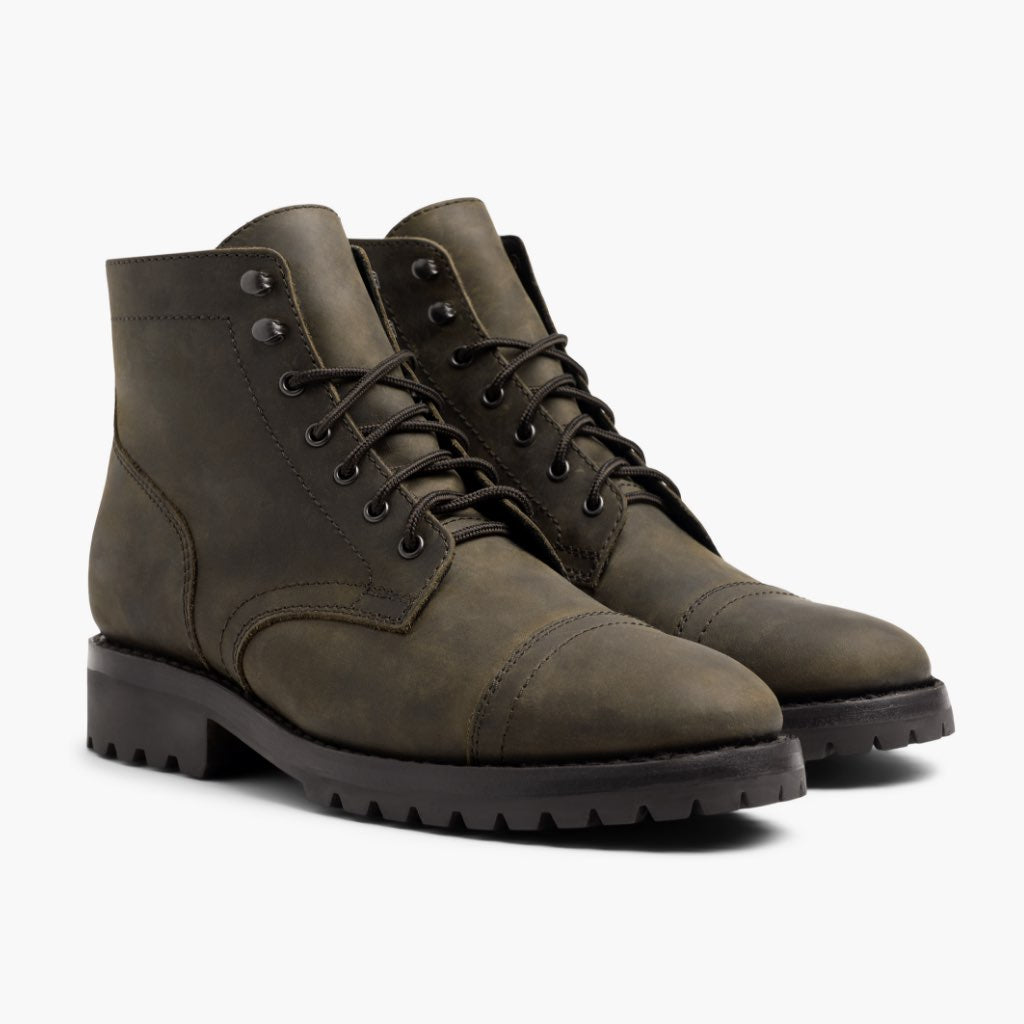 Captain StormKing® Dark Olive Matte Шкіряні черевики для Чоловіків in Olive Full-Grain Leather - Вигляд збоку | Купити в офіційному онлайн-магазині
