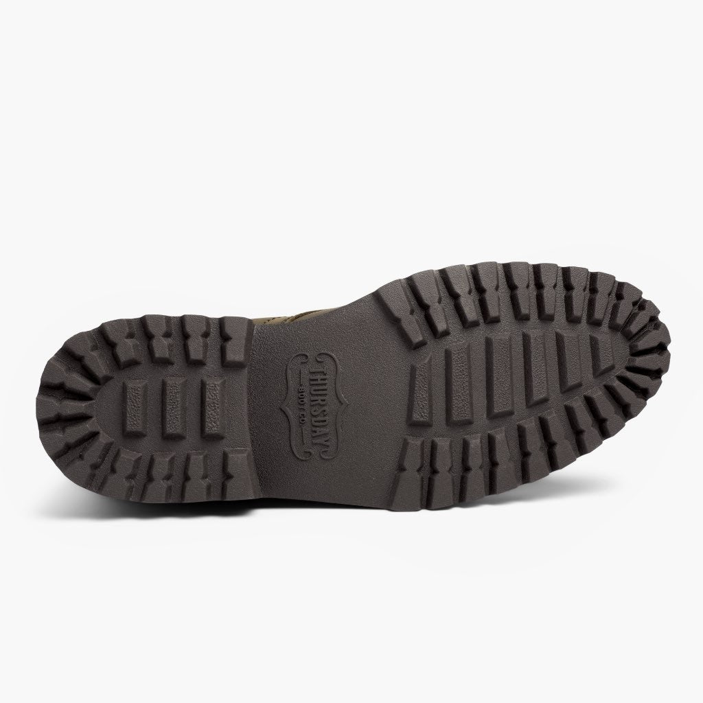 High-Traction Rubber Outsole & Lug Tread Pattern on Captain StormKing® Dark Olive Matte Шкіряні черевики для Чоловіків