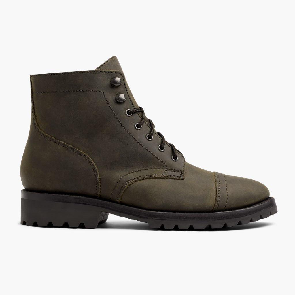 Olive Full-Grain leather Boots - Рантова конструкція Goodyear Welt та носок взуття