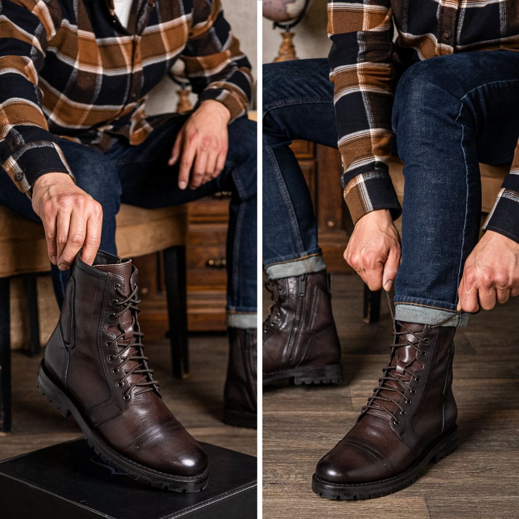 Tailored Rib Cuffs & Hem Craftsmanship Construction Detail on Casa Moto Old English Шкіряні черевики для Чоловіків