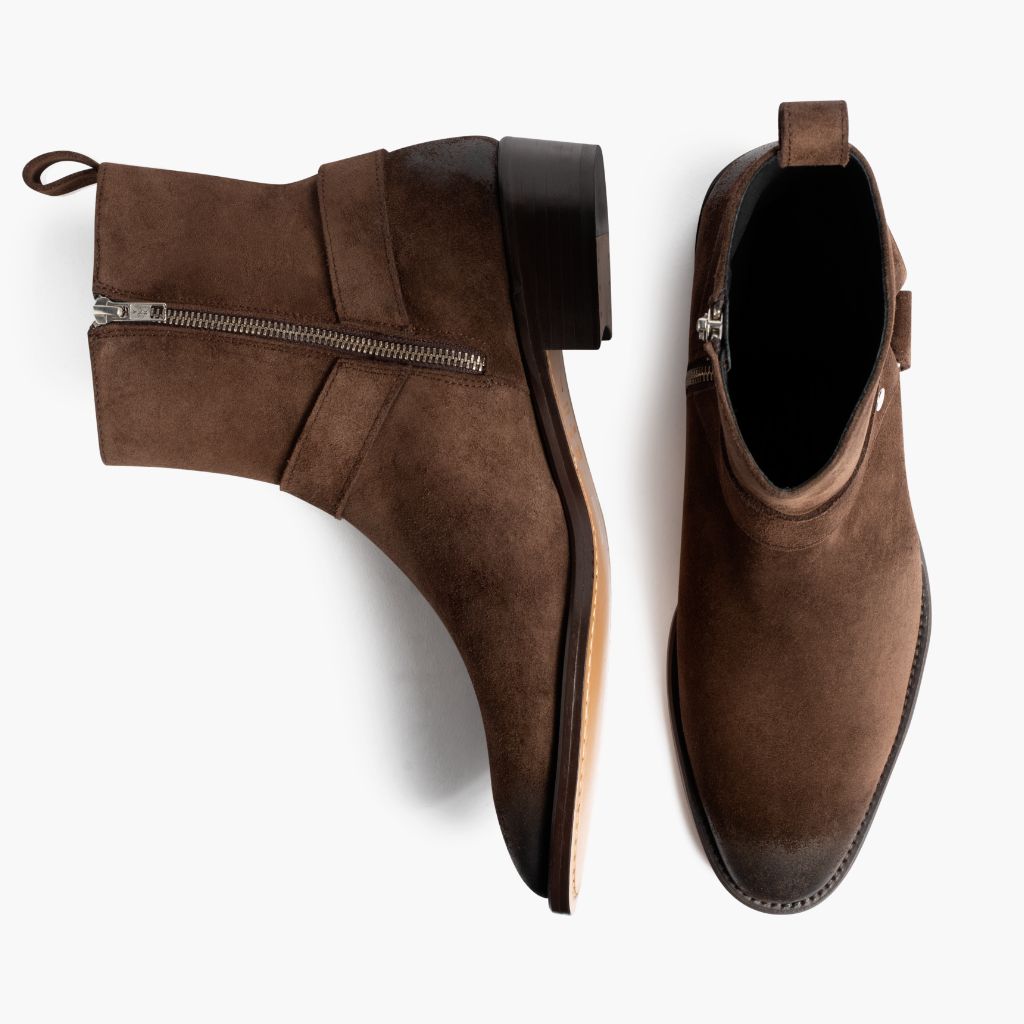 Harness Dark Коричневий Suede Шкіряні черевики для Чоловіків - Посилений задник та точна подвійна строчка