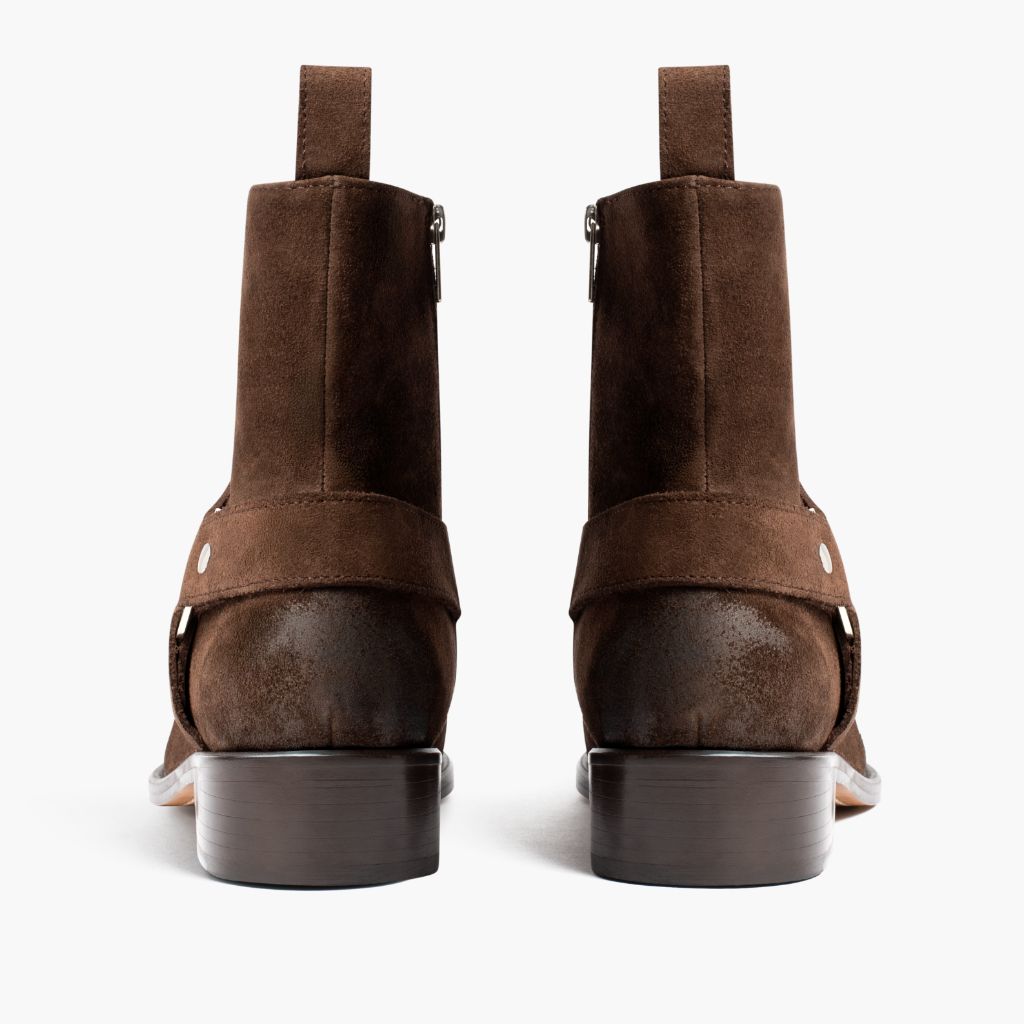 High-Traction Rubber Outsole & Lug Tread Pattern on Harness Dark Коричневий Suede Шкіряні черевики для Чоловіків