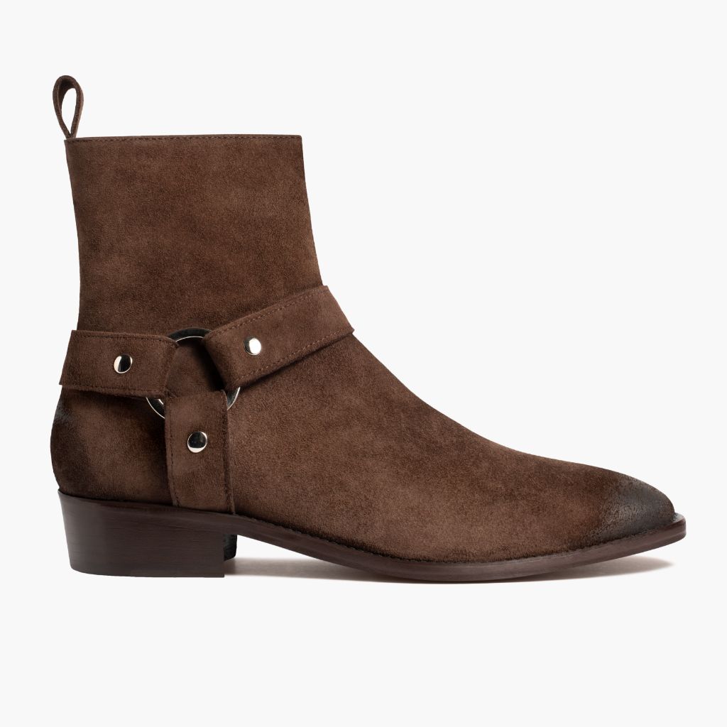 Dark Brown Goatskin Suede Leather Boots - Рантова конструкція Goodyear Welt та носок взуття