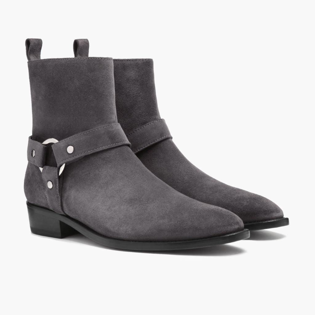 Harness Grey Suede Шкіряні черевики для Чоловіків in Grey Goatskin Suede - Вигляд збоку | Купити в офіційному онлайн-магазині