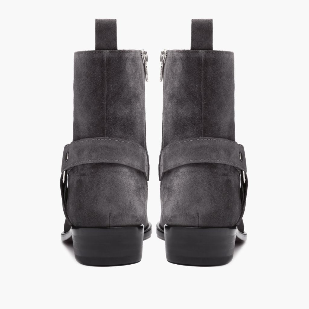 High-Traction Rubber Outsole & Lug Tread Pattern on Harness Grey Suede Шкіряні черевики для Чоловіків