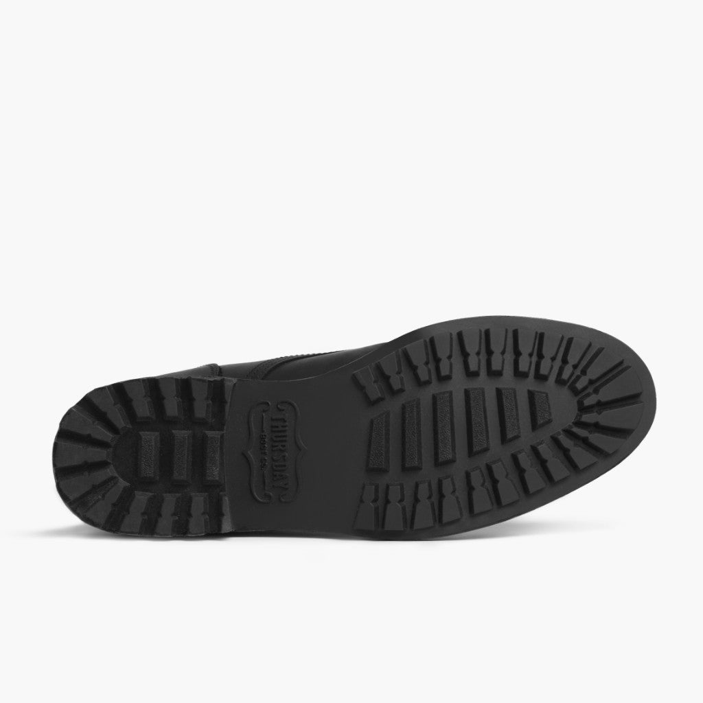 High-Traction Rubber Outsole & Lug Tread Pattern on Logger Чорний Matte Шкіряні черевики для Чоловіків