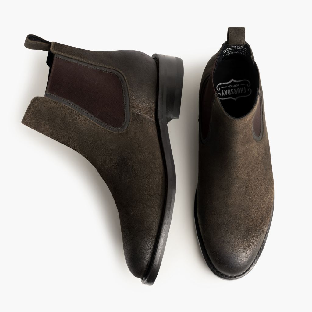 Duke Dark Olive Suede Шкіряні черевики для Чоловіків - Посилений задник та точна подвійна строчка