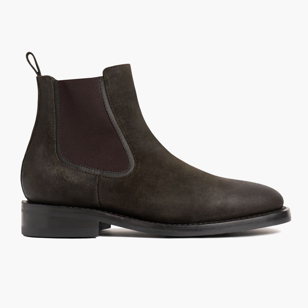 Olive Goatskin Suede Leather Boots - Рантова конструкція Goodyear Welt та носок взуття