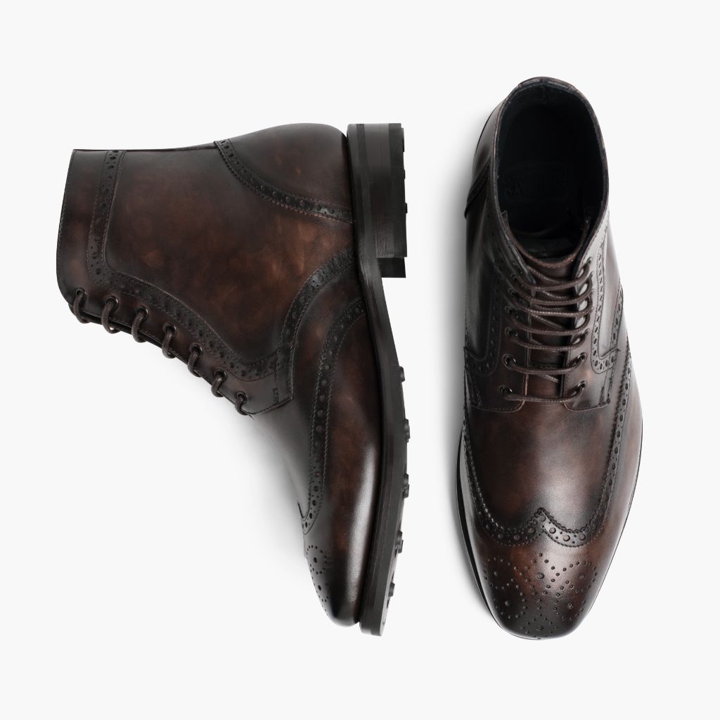 Wingtip Dark Oak Шкіряні черевики для Чоловіків For Men - Посилений задник та точна подвійна строчка
