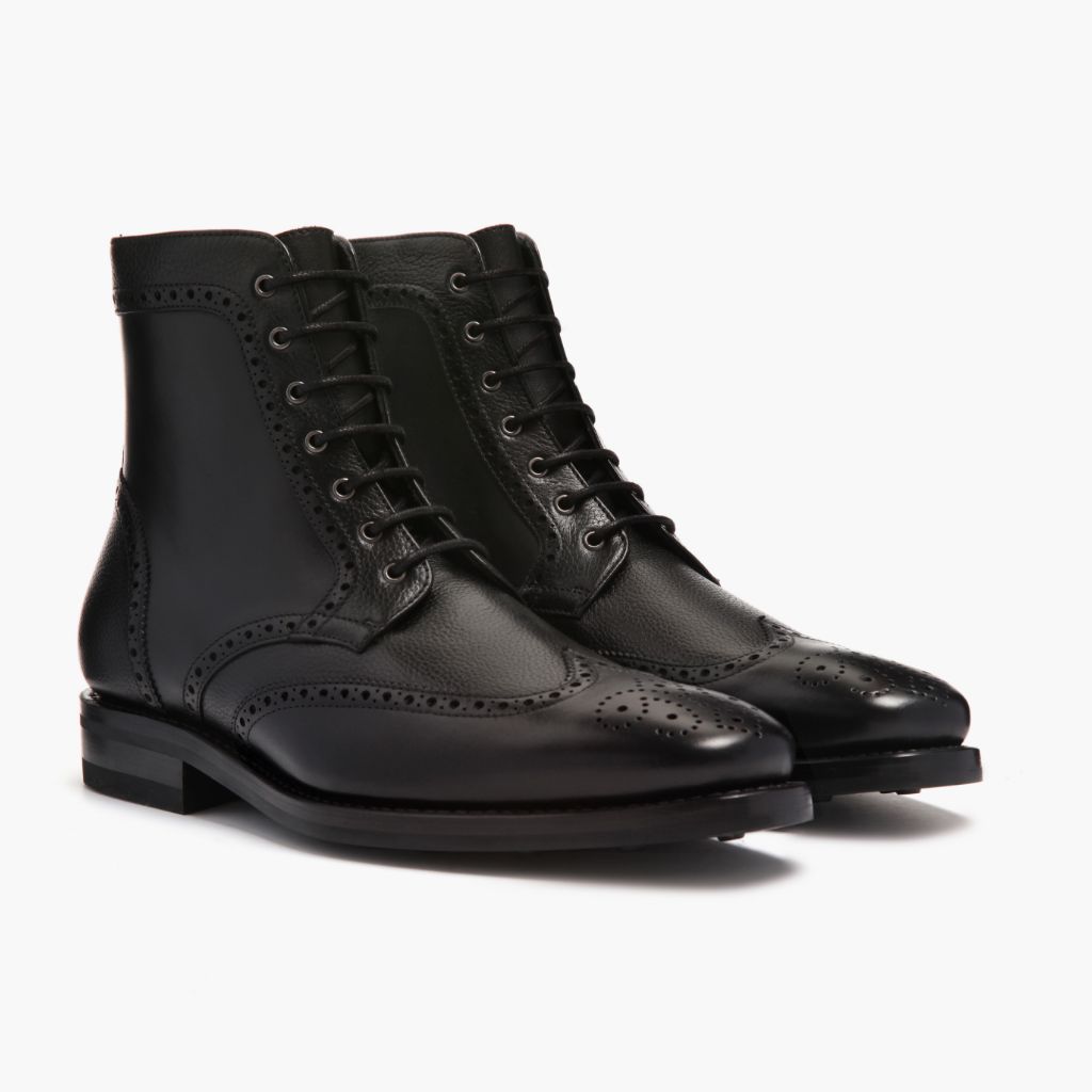 Wingtip Чорний Шкіряні черевики для Чоловіків For Men у натуральній чорній воловій шкірі - Вигляд збоку | Купити в офіційному онлайн-магазині
