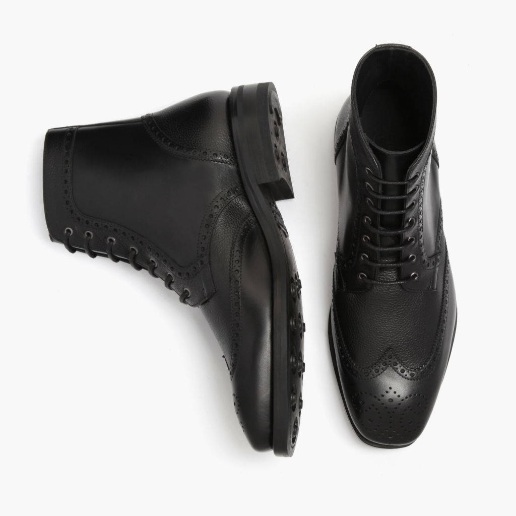Wingtip Чорний Шкіряні черевики для Чоловіків For Men - Посилений задник та точна подвійна строчка