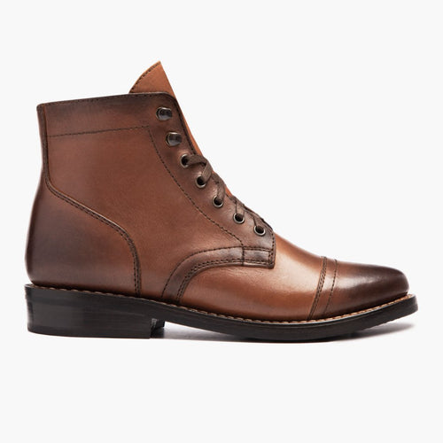 Captain Brandy Leather Boots in Classic Full-Grain Leather - Lateral Side Profile View | Buy Online