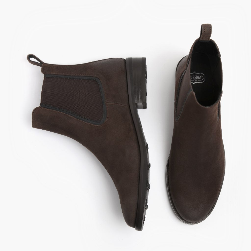 Duchess Dark Коричневий Suede Шкіряні черевики для Жінок - Посилений задник та точна подвійна строчка