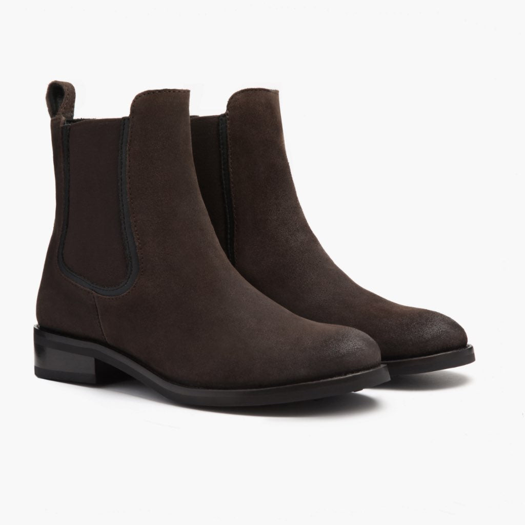 Dark Brown Goatskin Suede Leather Boots - Рантова конструкція Goodyear Welt та носок взуття