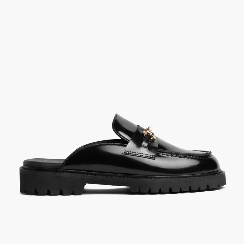 Penny Mule Чорна & Gold Leather Loafers жіноча