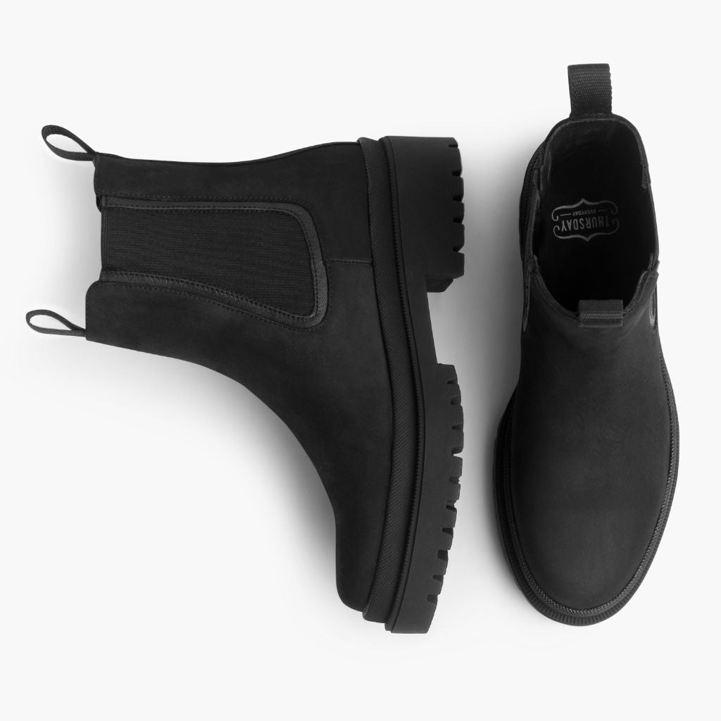 High-Traction Rubber Outsole & Lug Tread Pattern on Legend Platform Чорний Matte Шкіряні черевики для Жінок