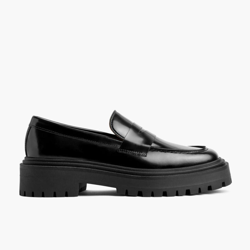 Penny Platform Чорна Leather Loafers жіноча