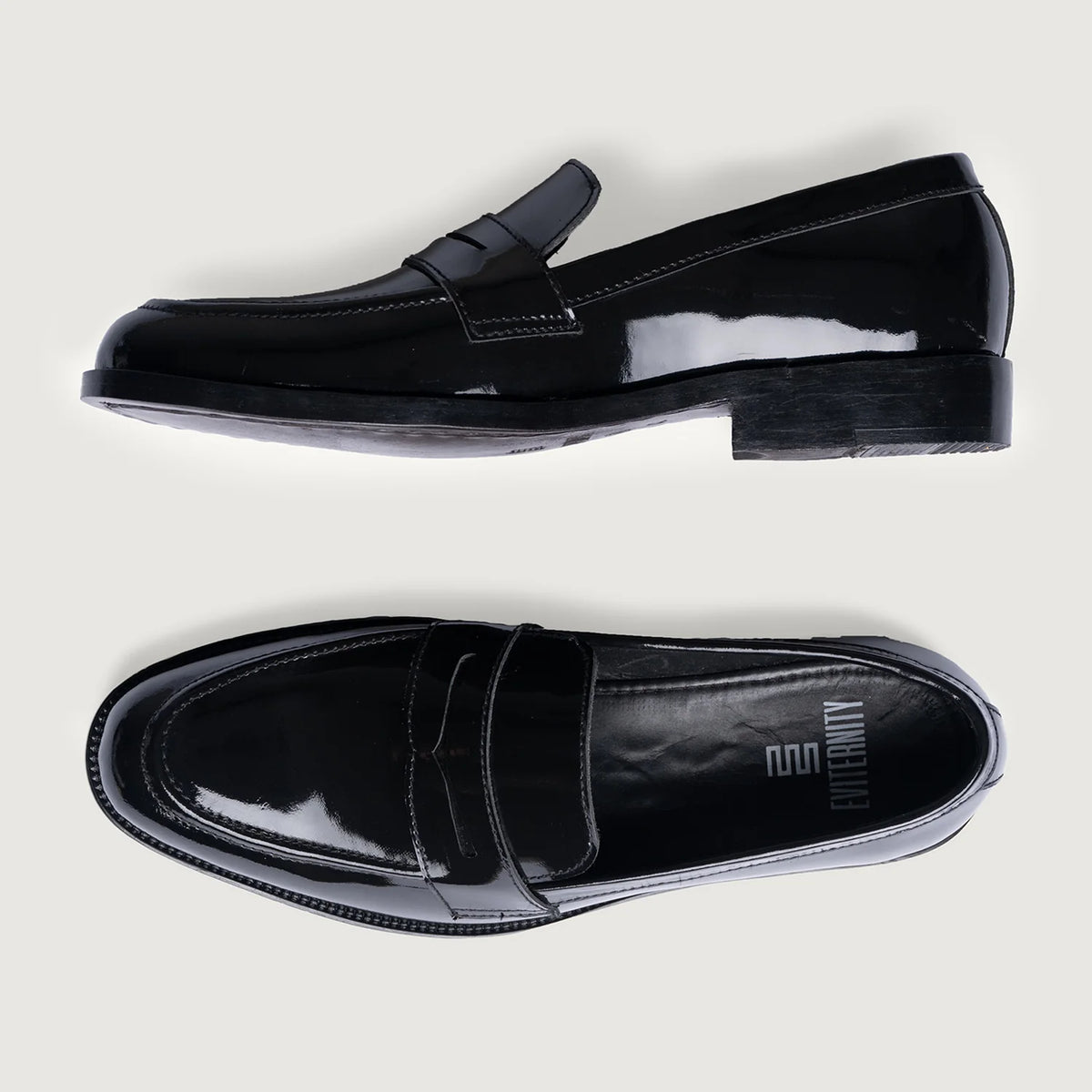 Baxton Чорний Patent Шкіряні лофери для Чоловіків For Men - Посилений задник та точна подвійна строчка
