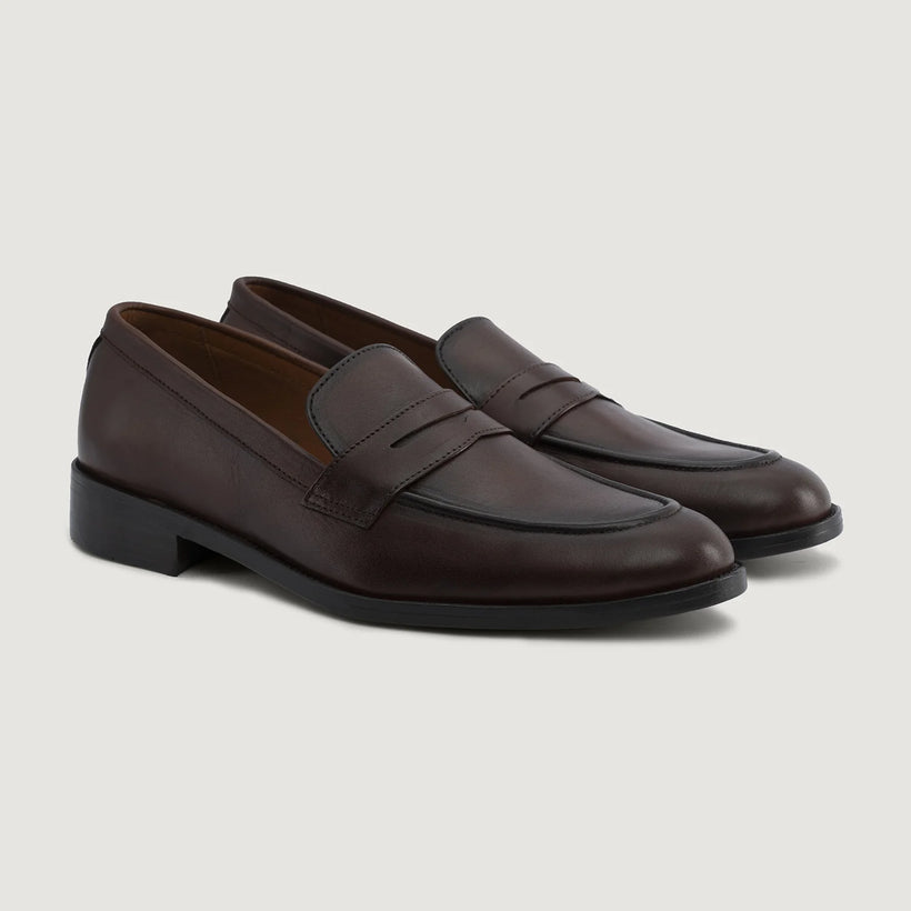 Baxton Burnished Коричнева Leather Loafers чоловіча
