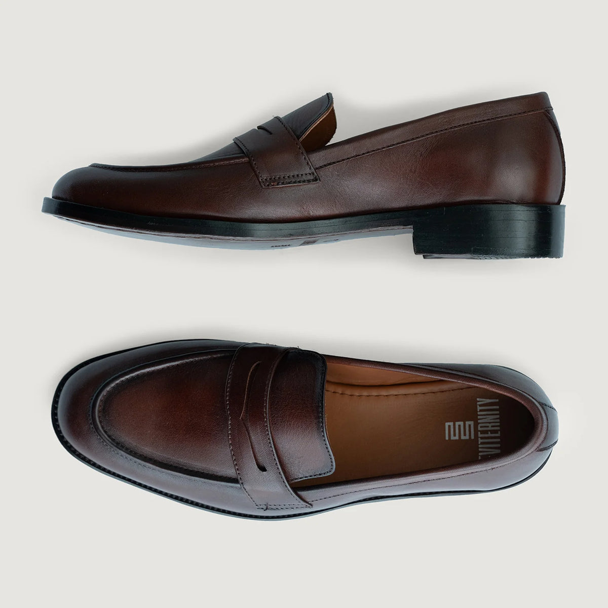 Baxton Burnished Коричневий Шкіряні лофери для Чоловіків For Men - Посилений задник та точна подвійна строчка