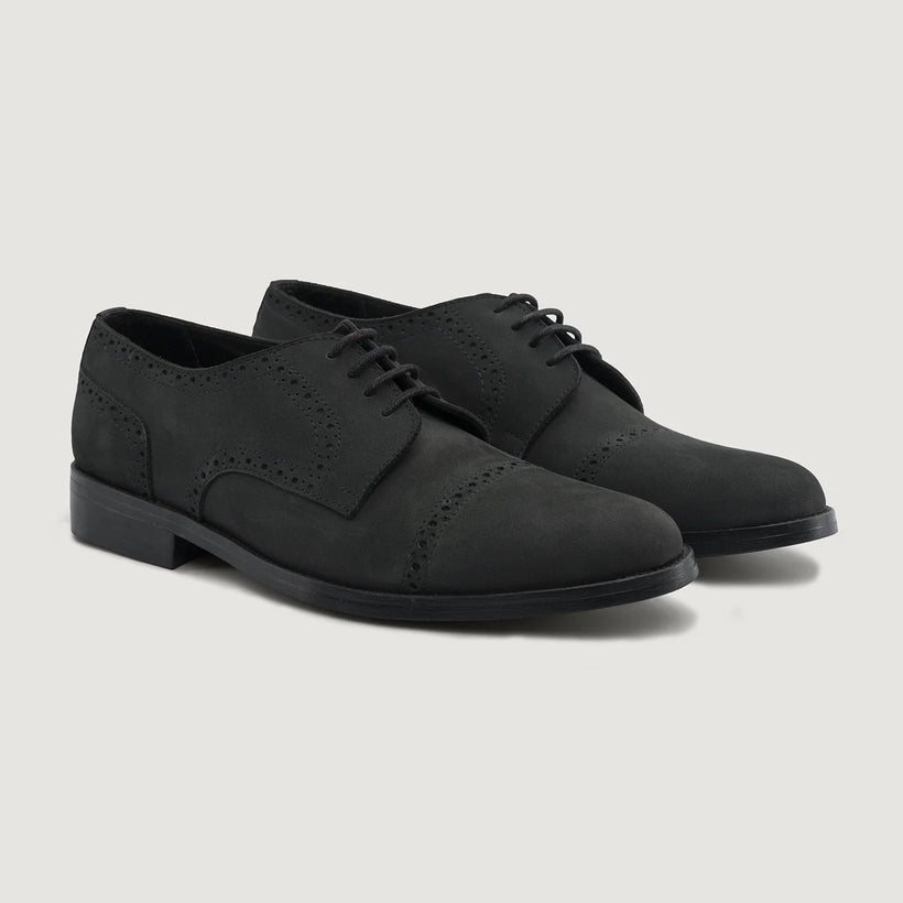 Dirk Brogues Derby Matte Чорна Nubuck Leather Shoes - StudGuard чоловіча