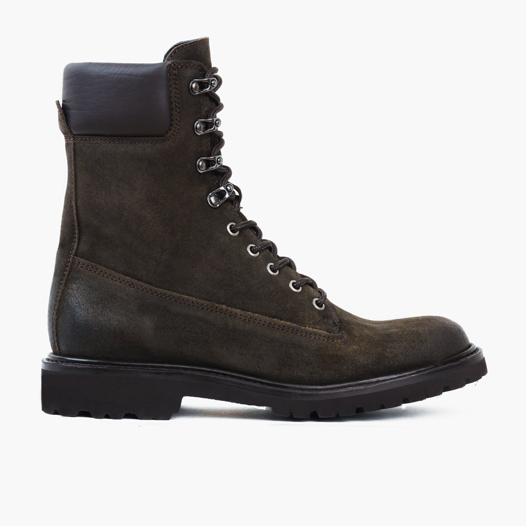 Olive Goatskin Suede Leather Boots - Рантова конструкція Goodyear Welt та носок взуття