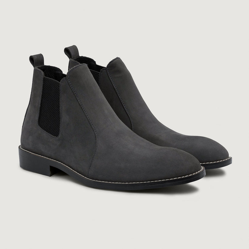 Clarkson Chelsea Grey Nubuck Leather Boots - StudGuard чоловіча