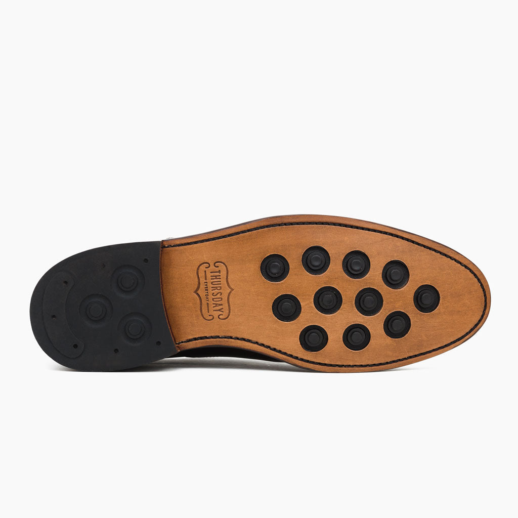 High-Traction Rubber Outsole & Lug Tread Pattern on Cavalier Чорний Шкіряні черевики для Чоловіків
