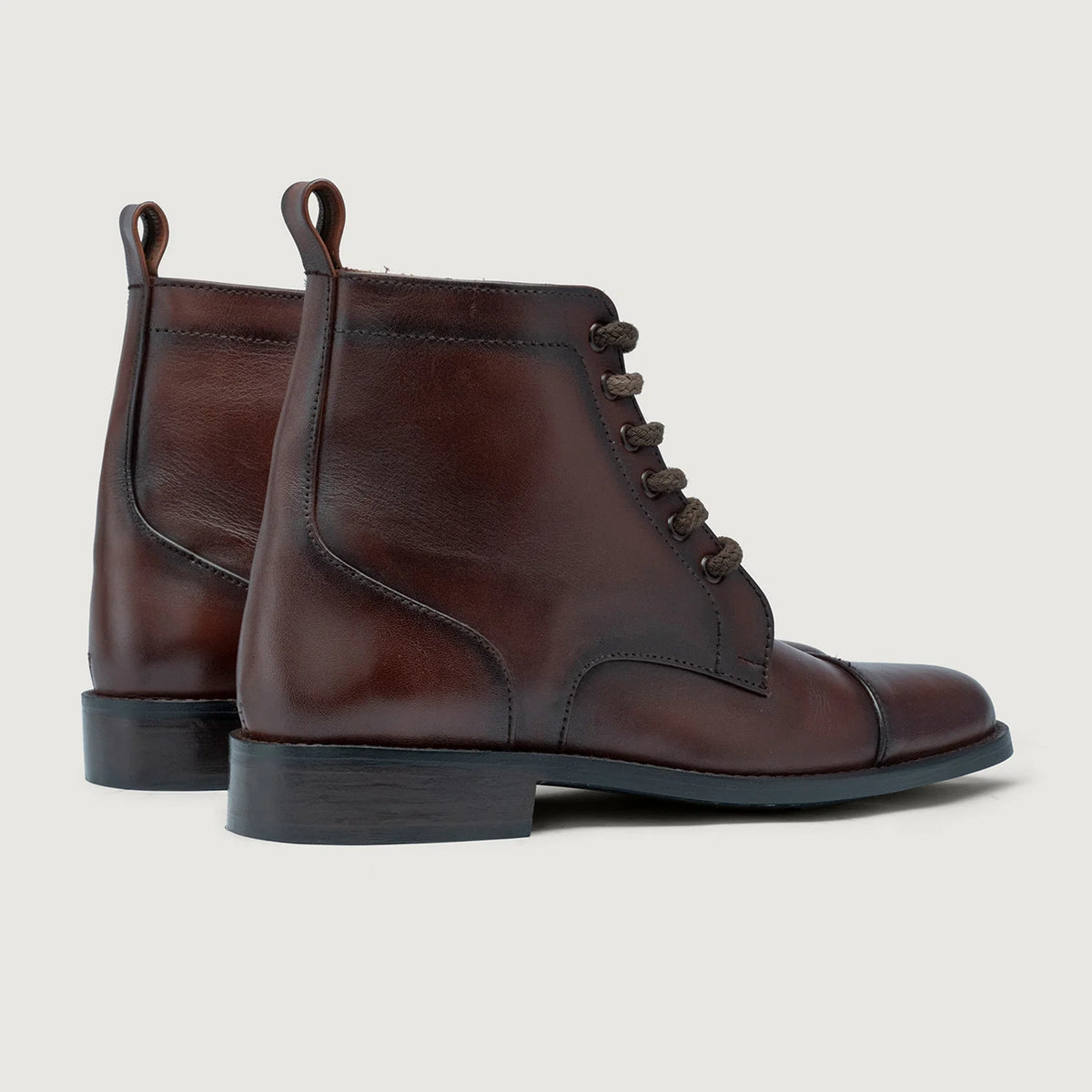 Knight Derby Burnished Brown Leather Boots StudGuard For Men - Посилений задник та точна подвійна строчка