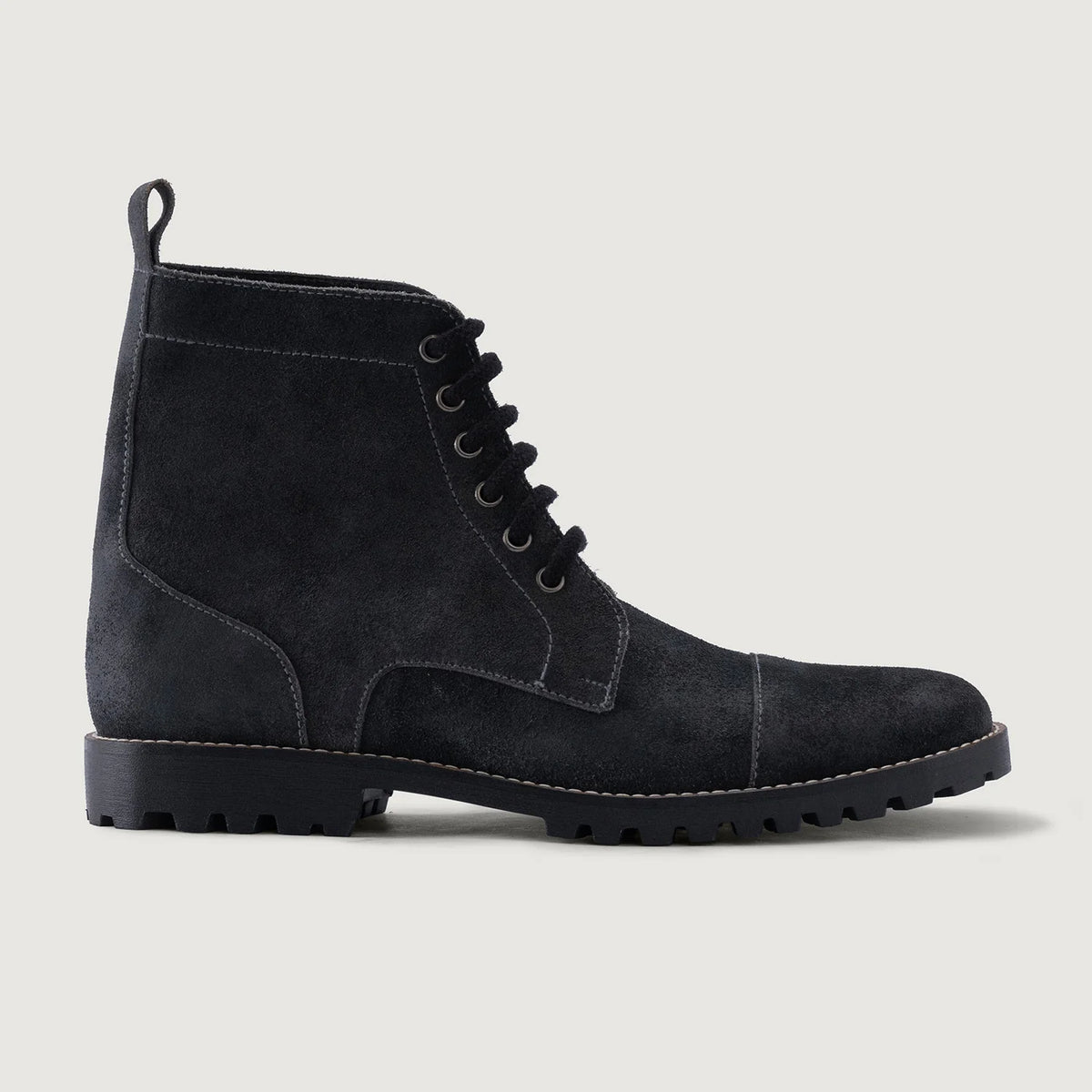 Distressed Grey Goatskin Suede Leather Boots - Рантова конструкція Goodyear Welt та носок взуття