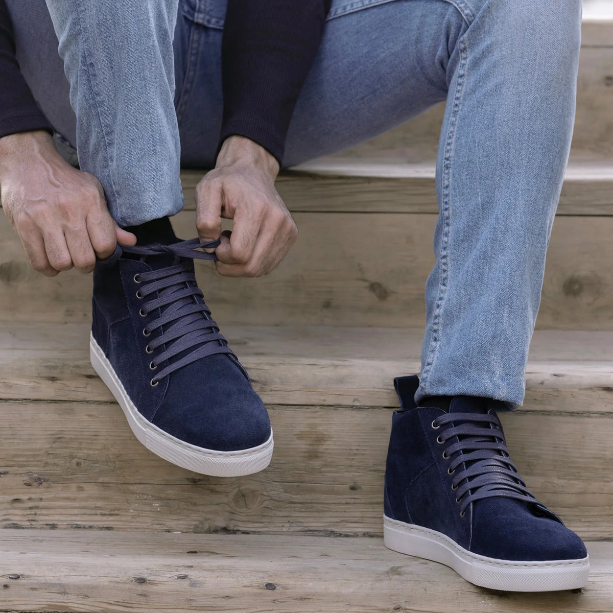 Orlaven Marty High Top Синій Suede Шкіряні кеди для Чоловіків footwear image 10