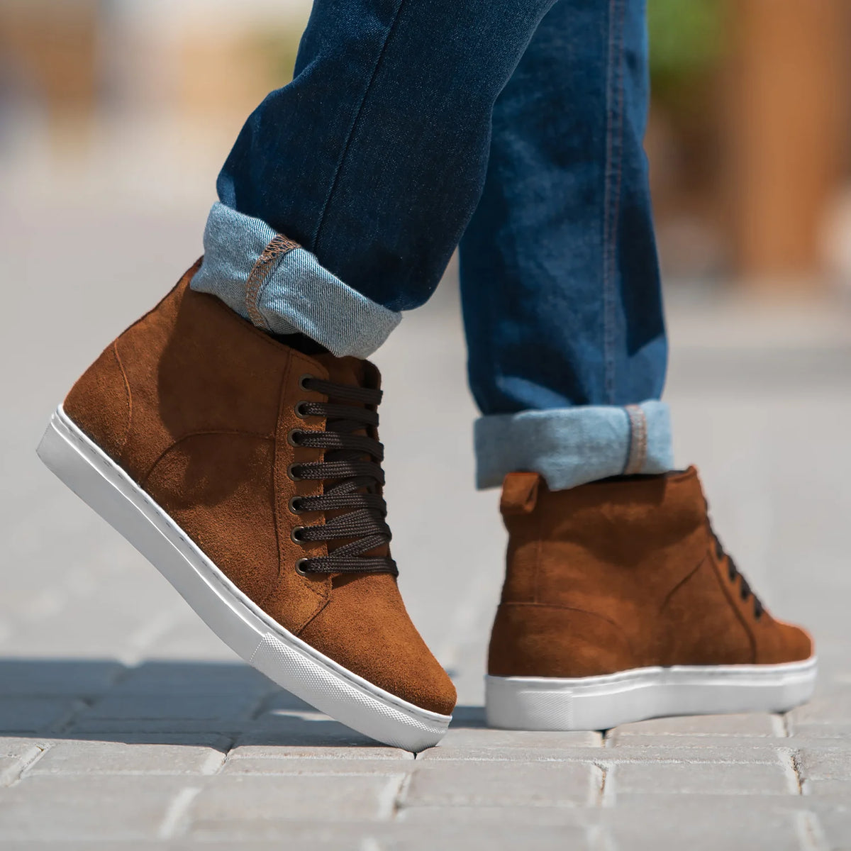 Marty High Top Коричневий Suede Шкіряні кеди для Чоловіків - Посилений задник та точна подвійна строчка