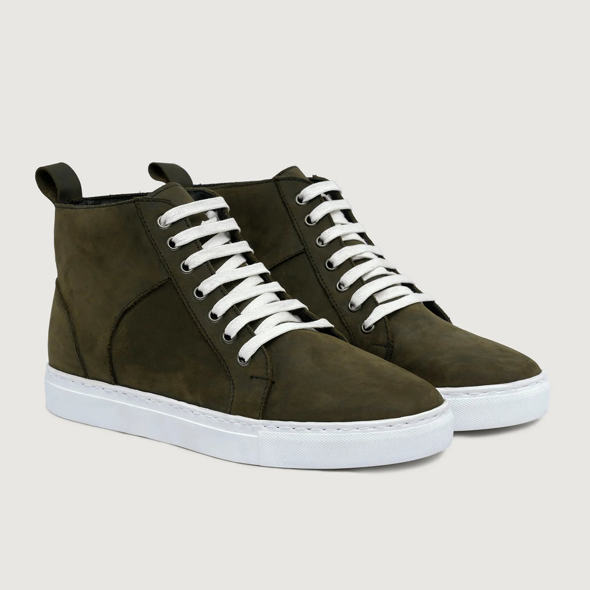 Marty High Top Olive Pullup Шкіряні кеди для Чоловіків For Men in Olive Full-Grain Leather - Вигляд збоку | Купити в офіційному онлайн-магазині