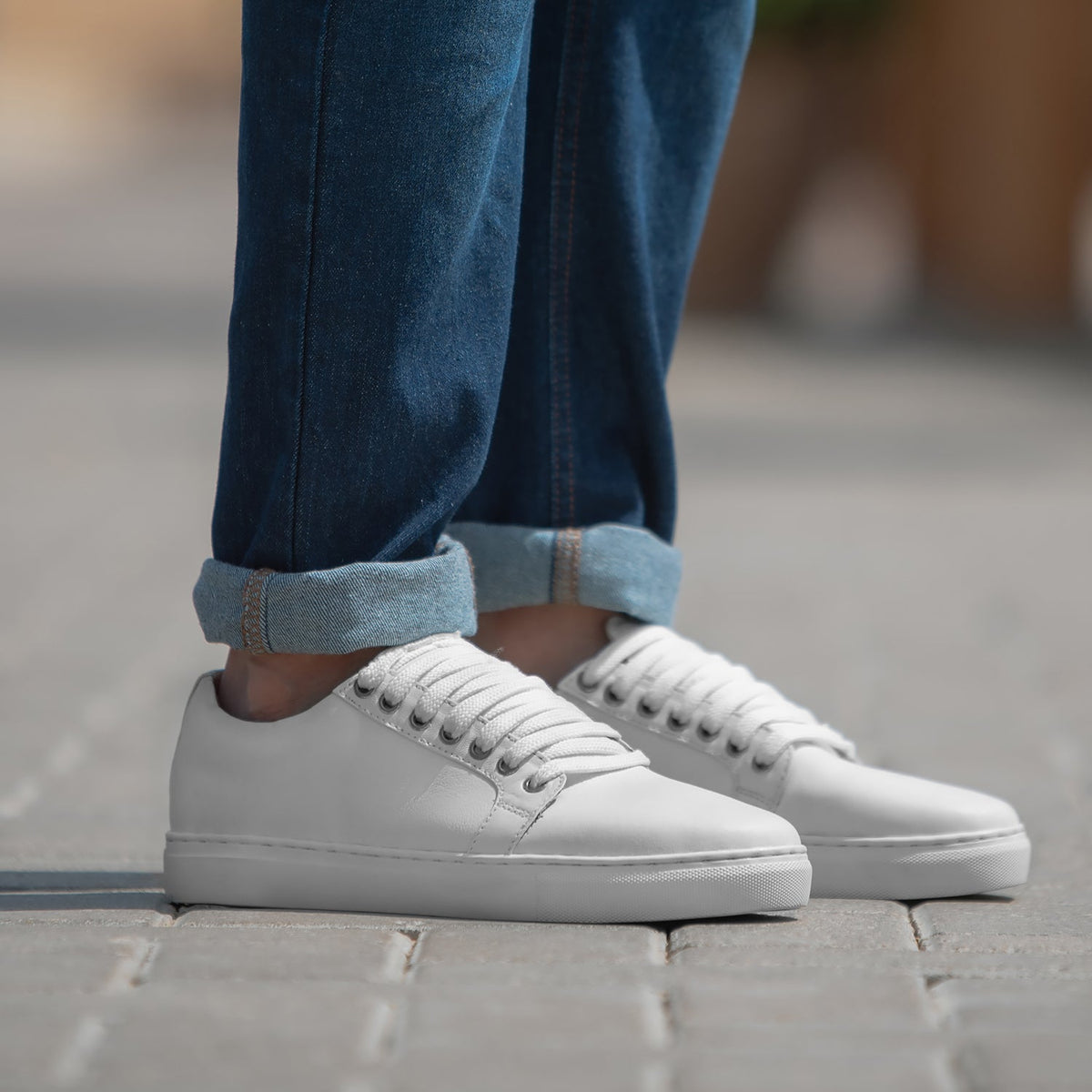 Murphy Low Top White Шкіряні кеди для Чоловіків in White Full-Grain Leather - Вигляд збоку | Купити в офіційному онлайн-магазині