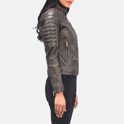 
Distressed Brown Goatskin Leather Biker Jacket - Вигляд ззаду з ідеальною посадкою по плечах та рівним подолом