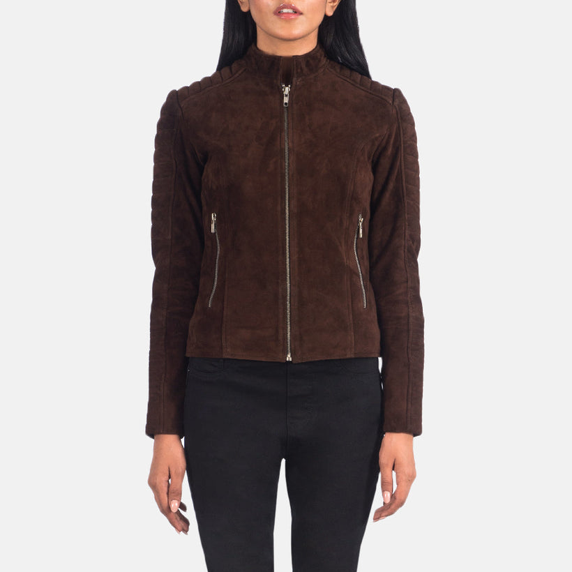 Adalyn Quilted Mocha Suede Шкіряна косуха жіноча