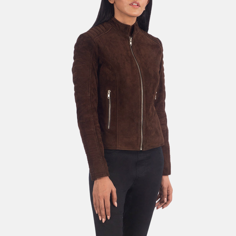 Adalyn Quilted Mocha Suede Шкіряна косуха жіноча