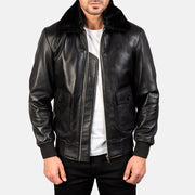 
Airin G-1 Чорний Шкіряний бомбер для Чоловіків in Black Sheepskin Leather - Вигляд спереду та приталений силует | Купити в офіційному онлайн-магазині