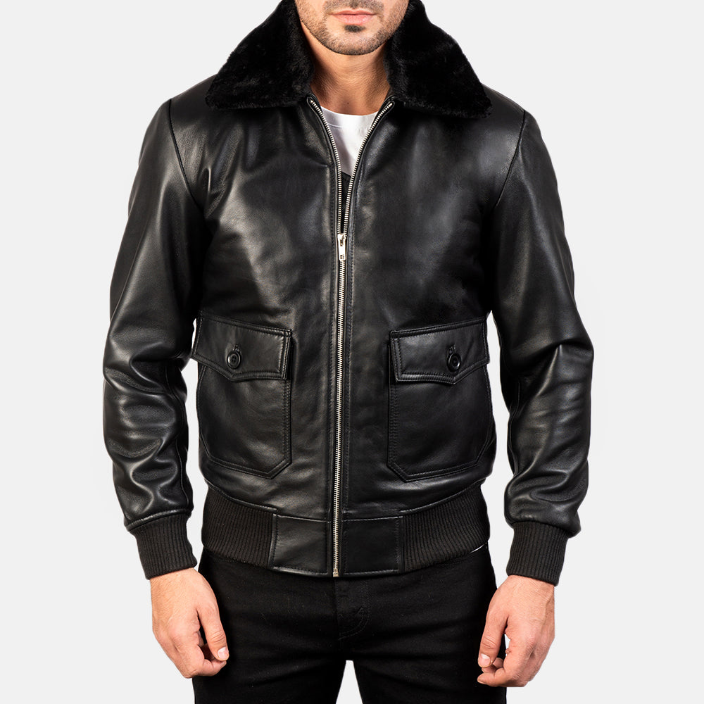 
Крупний план деталей of Shirt with Removable Fur & Zipper Hardware on Airin G-1 Чорний Шкіряний бомбер для Чоловіків