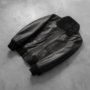 
Rib Knit & Hem Craftsmanship Construction Detail on Airin G-1 Чорний Шкіряний бомбер для Чоловіків