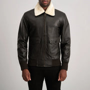 
Крупний план деталей of Shirt with Removable Fur & Zipper Hardware on Airin G-1 Коричневий & Cream Шкіряний бомбер для Чоловіків