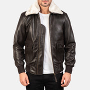 
Airin G-1 Коричневий Шкіряний бомбер для Чоловіків in Brown Sheepskin Leather - Вигляд спереду та приталений силует | Купити в офіційному онлайн-магазині