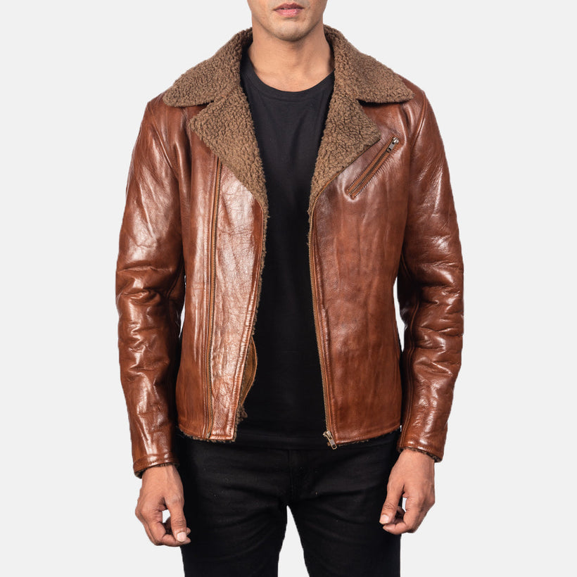 Alberto Shearling Коричнева Шкіряна куртка чоловіча