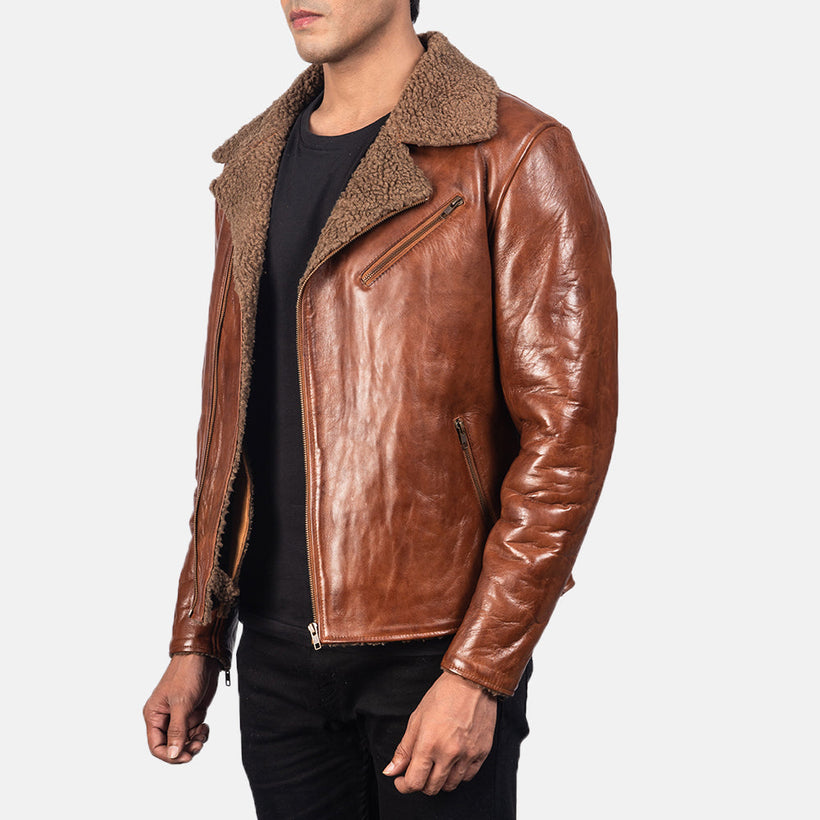 Alberto Shearling Коричнева Шкіряна куртка чоловіча