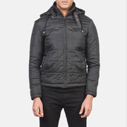 
Крупний план деталей of High neck with Belt & Zipper Hardware on Alps Quilted Black Windbreaker Jacket